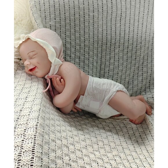 3.1kg Full Body Silicone Sleeping Girl 45CM Reborn Baby Dolls W/Drink-Wet System - Picture 13 of 16